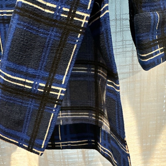 Mud Pie Women M Plaid Long Sleeve Tunic Top V Neck Blue Fall Winter Wear Causal - Picture 6 of 10